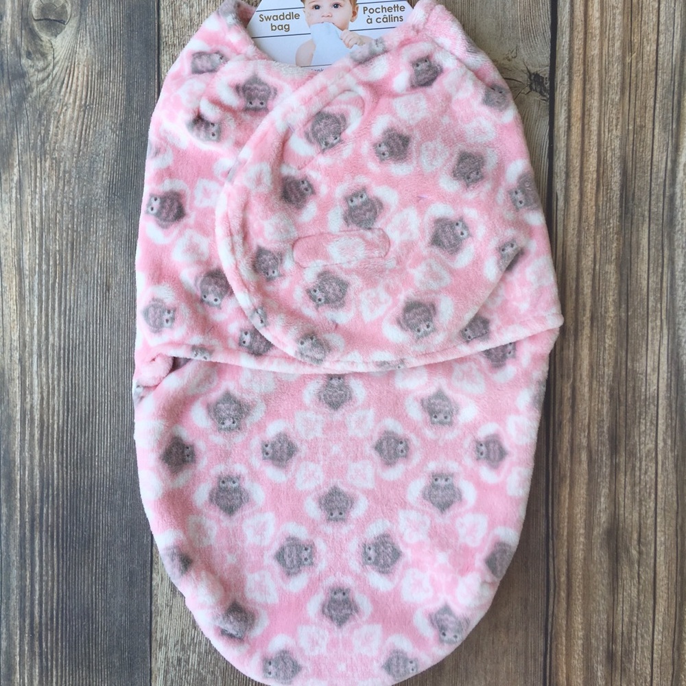 Pink owl baby swaddle blanket